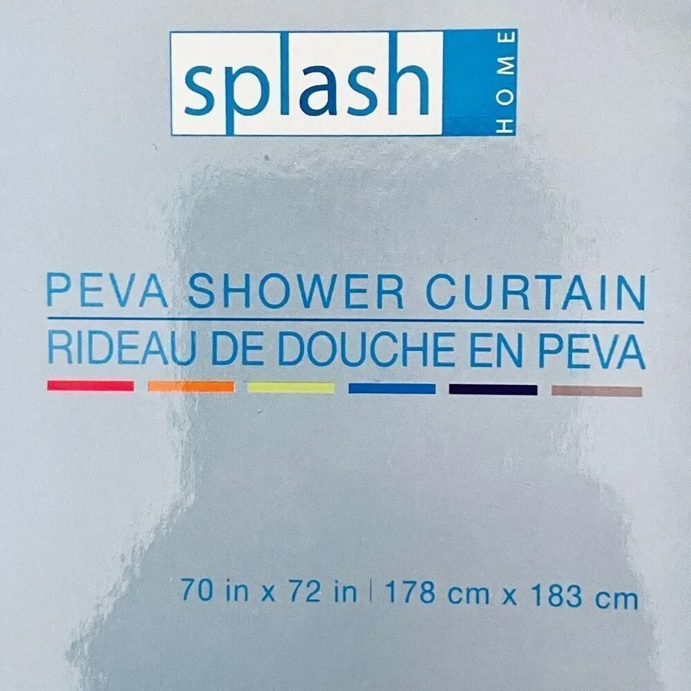 NWT Splash HOME Peva DEAUVILLE White, Blue, Green, Yellow & Black Shower Curtain